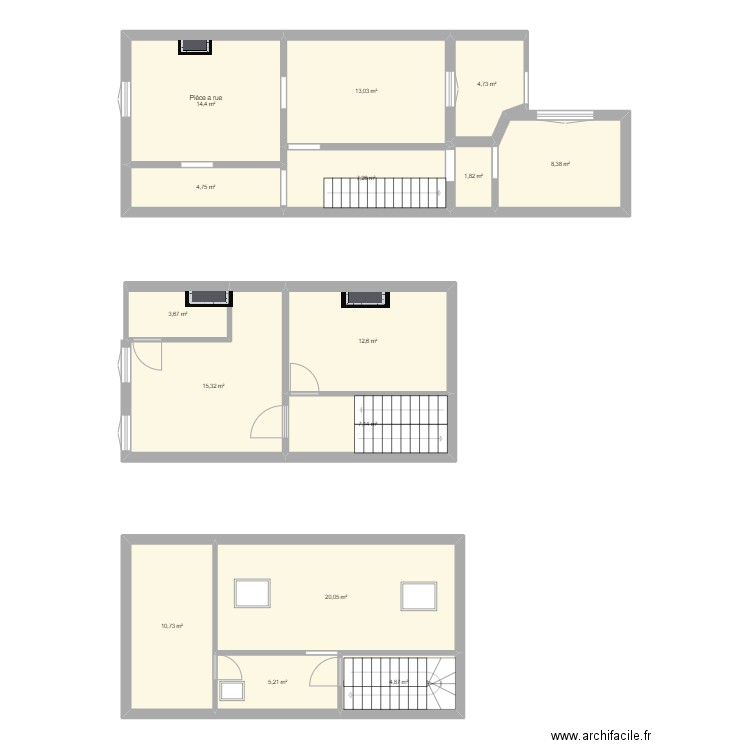 FEXHE avant. Plan de 15 pièces et 134 m2