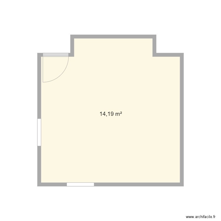Chambre G. Plan de 1 pièce et 14 m2