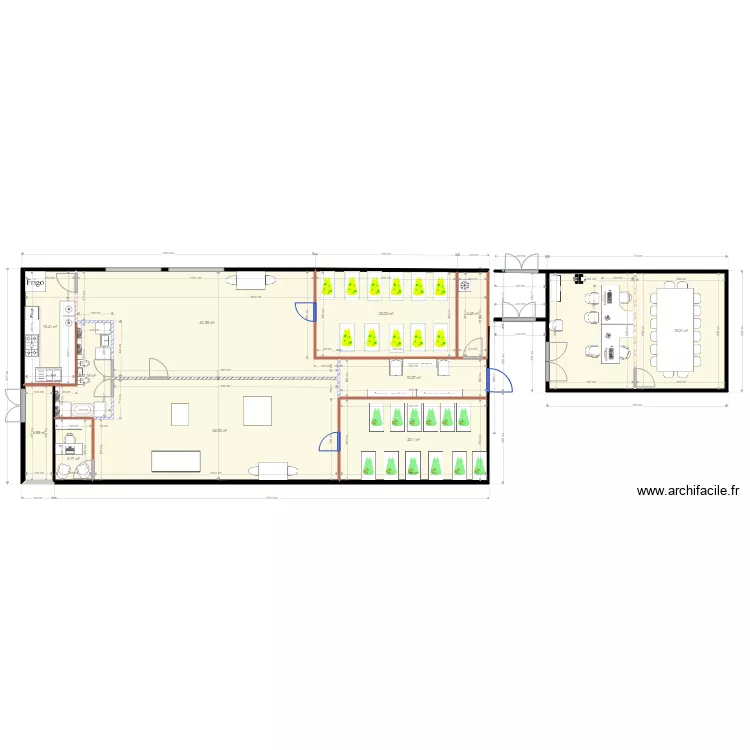 creche 19 avec 22 enfants bureau int&eacute;rieur et passage. Plan de 