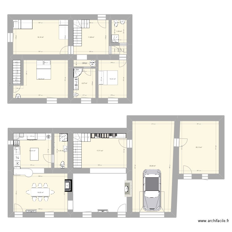 pradelle. Plan de 14 pièces et 182 m2