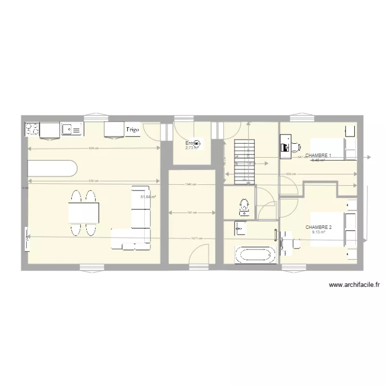 Dol T3 rez de chauss&eacute;e. Plan de 