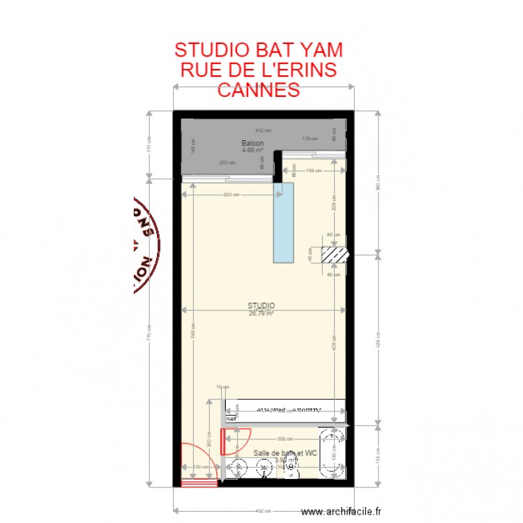 STUDIO BAT YAM existant. Plan de 0 pièce et 0 m2