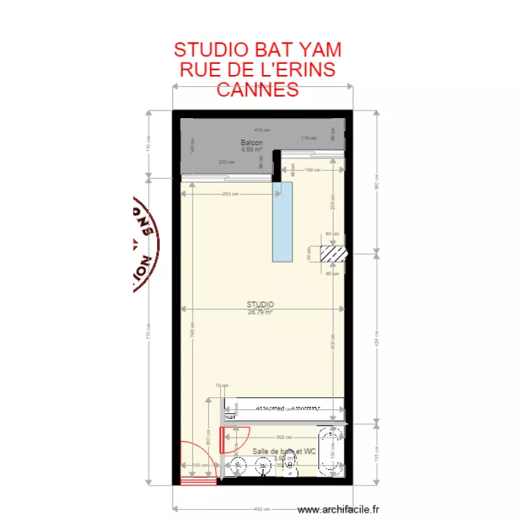 STUDIO BAT YAM existant. Plan de 