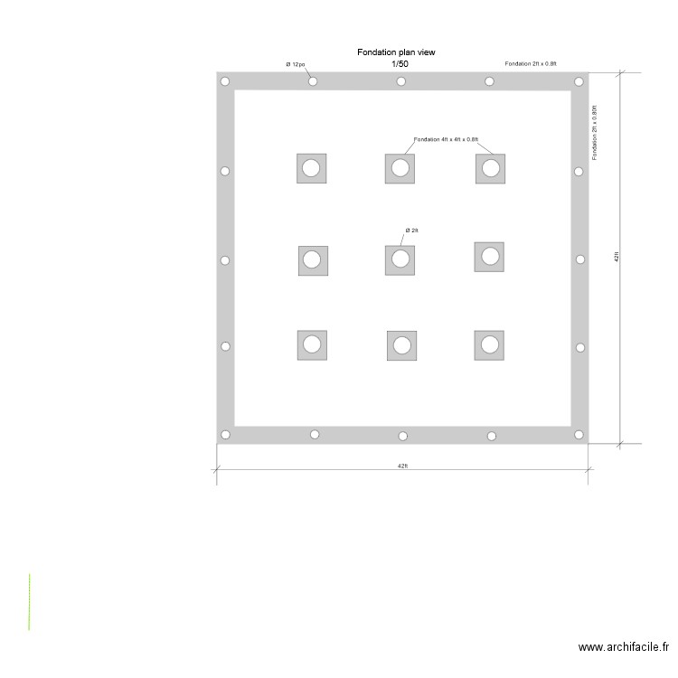 fondation plan view. Plan de 0 pièce et 0 m2