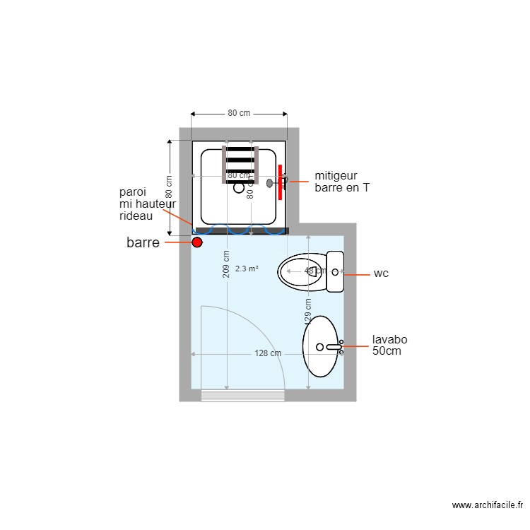 HENRY plan projeté. Plan de 1 pièce et 2 m2