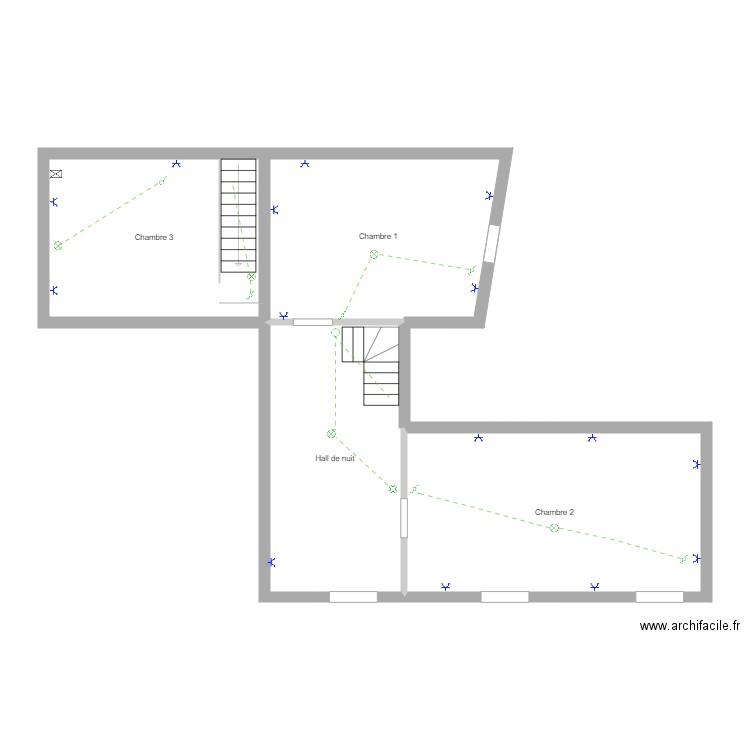 Plan étage. Plan de 4 pièces et 79 m2