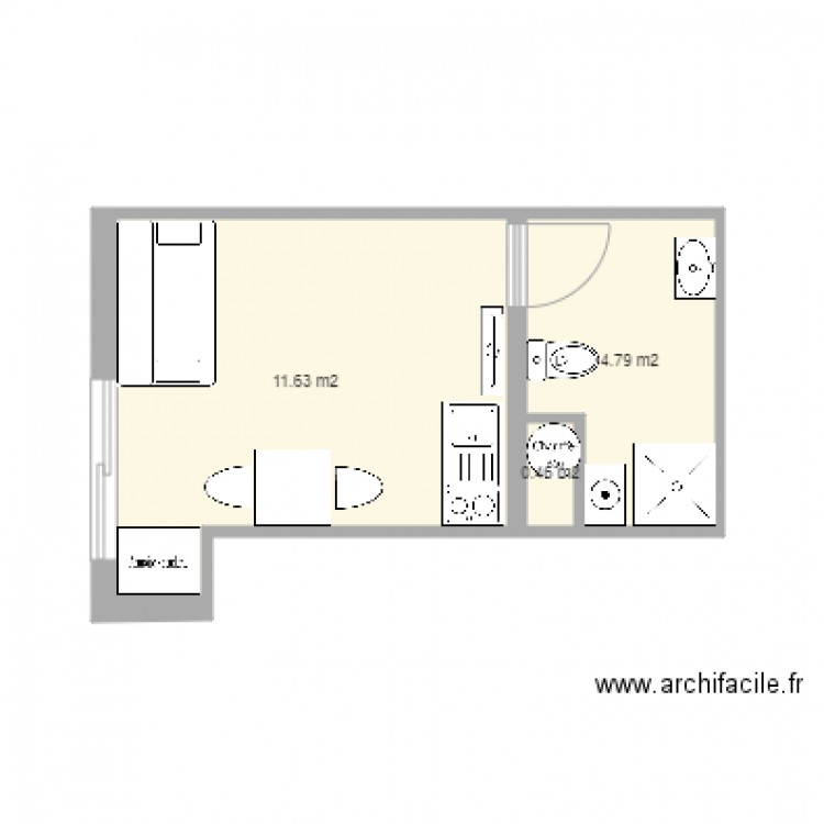 studette. Plan de 0 pièce et 0 m2