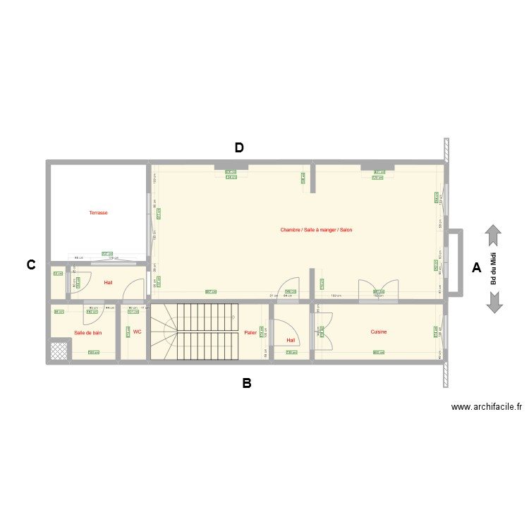 Midi 52 (meures appartement). Plan de 10 pièces et 105 m2