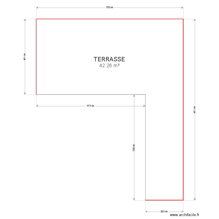 tERRASSE BOIS L4ABBESSE. Plan de 1 pièce et 42 m2