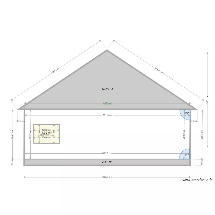 Plan facade Sud. Plan de 