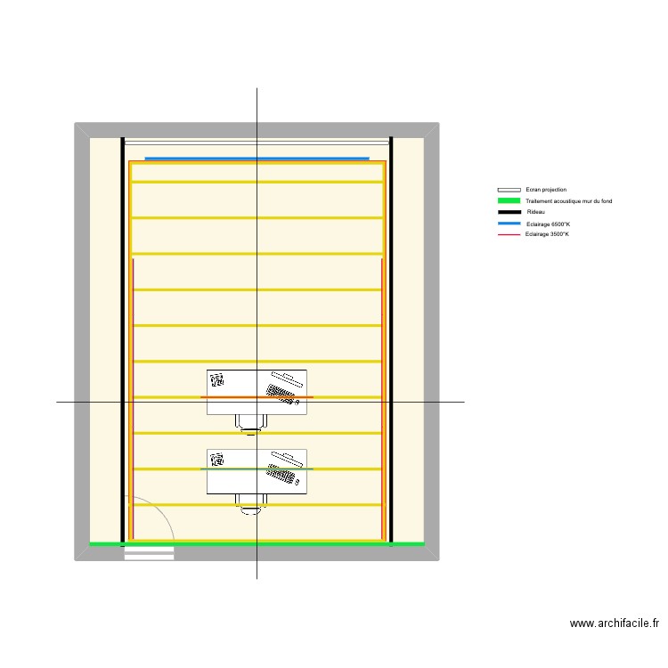 Projection. Plan de 1 pièce et 44 m2