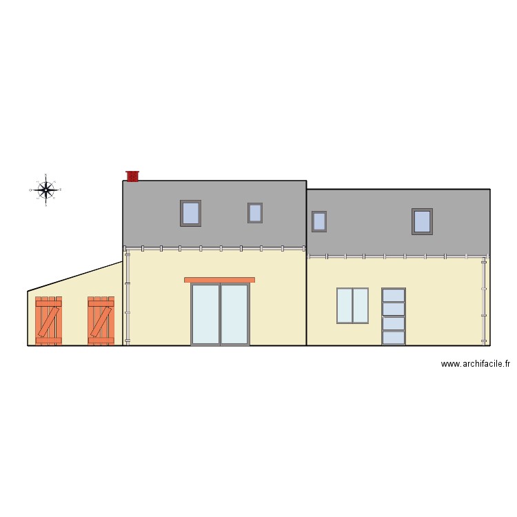 Facade SUD avant modification. Plan de 0 pièce et 0 m2