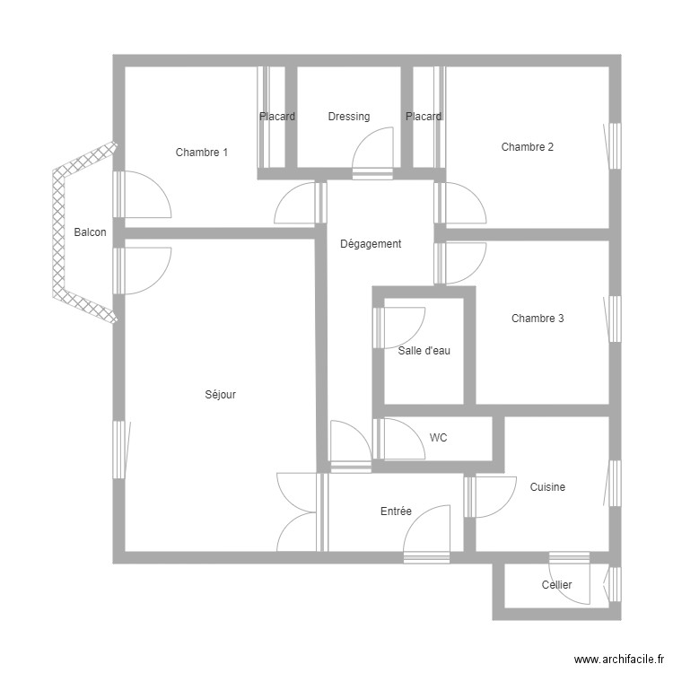 MONNOT. Plan de 14 pièces et 65 m2