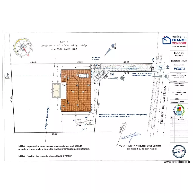 Plan de masse piscine. Plan de 