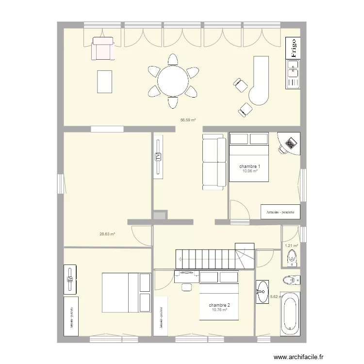 Etage mésange aprés travaux v2. Plan de 7 et 113 m² Etage mésange aprés travaux v2. Plan de 7 et 113 m²