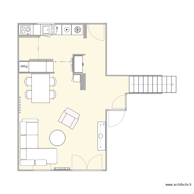 Projet Allende v3. Plan de 2 pièces et 42 m2