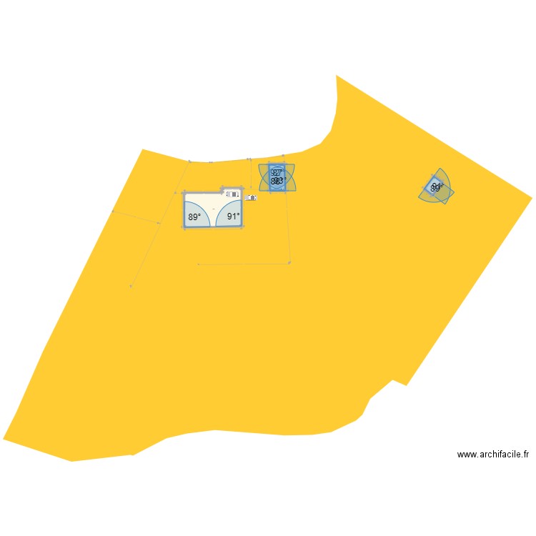 plan terrain avec maison. Plan de 3 pièces et 264 m2