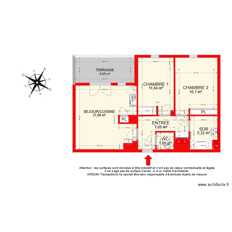 BI 7989 PASCAL. Plan de 15 pièces et 71 m2