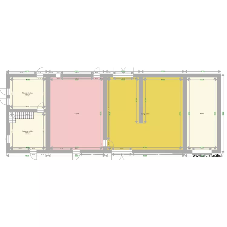 Plan avant r&eacute;novation 2 niveaux. Plan de 