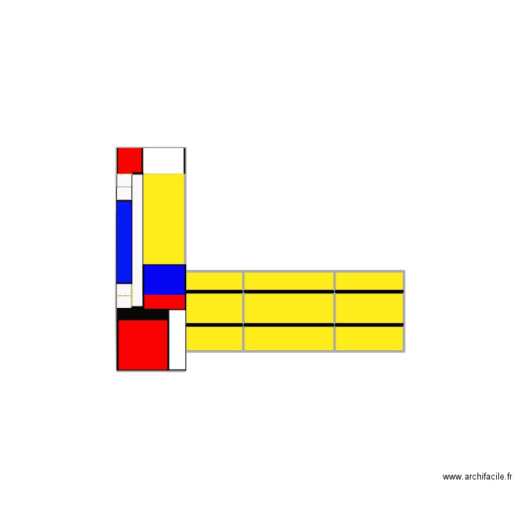 Mondrian. Plan de 10 pièces et 2 m2
