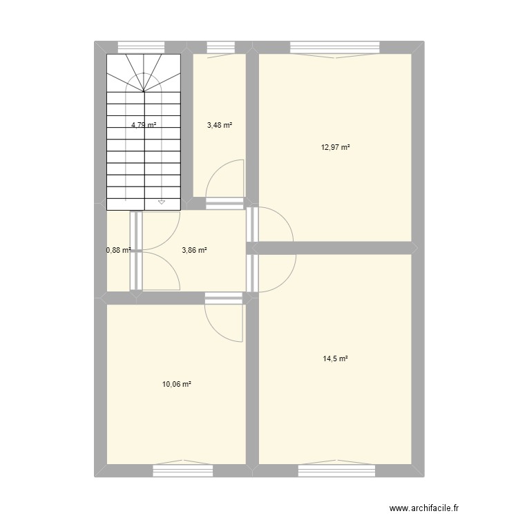 maison mélanie etage. Plan de 7 pièces et 51 m2