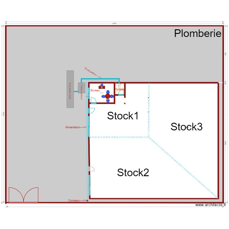 plomberie q10. Plan de 6 pièces et 1087 m2