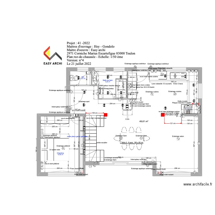 projet Hey emplacement Heb verticaux. Plan de 5 pièces et 67 m2