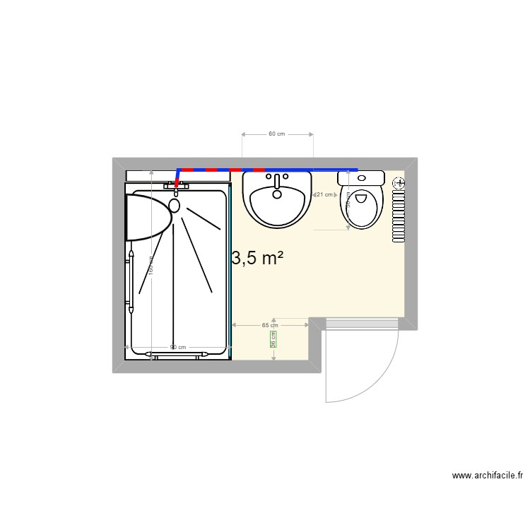 VIRICEL Rénové. Plan de 1 pièce et 4 m2