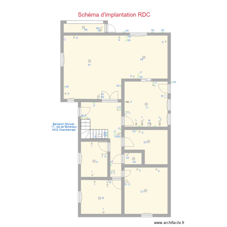 Electricité RDc Xhendremael. Plan de 0 pièce et 0 m2