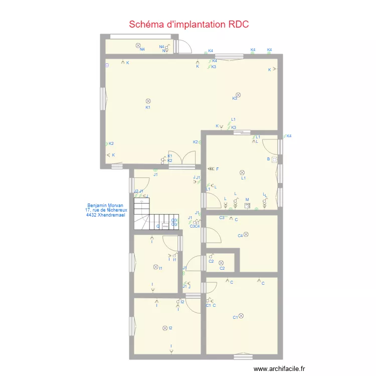 Electricit&eacute; RDc Xhendremael. Plan de 