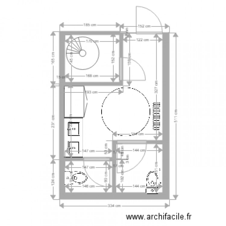 wc blanchard projet 3. Plan de 0 pièce et 0 m2