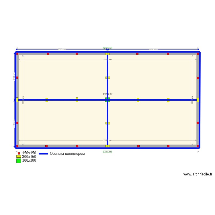 Alexandra svai. Plan de 1 pièce et 69 m2