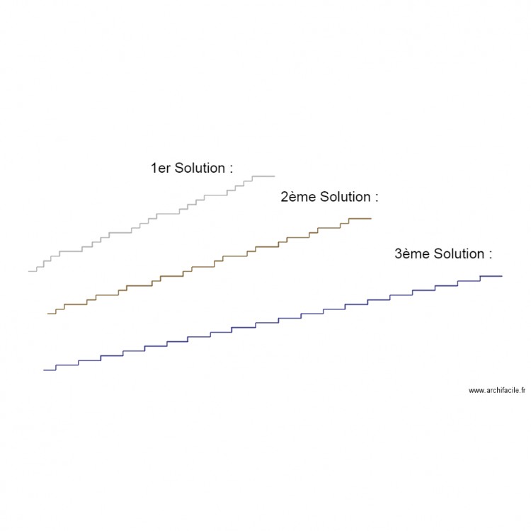 Trois solutions d escalier . Plan de 0 pièce et 0 m2