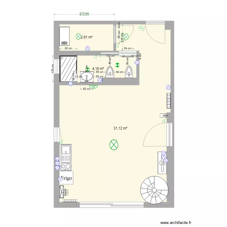 suite studio PLOMB 2. Plan de 