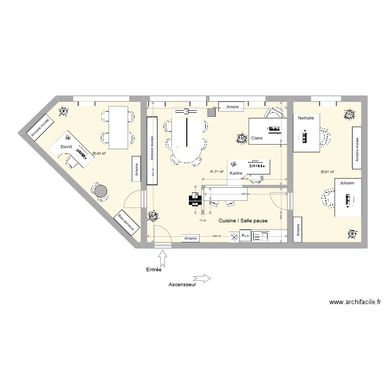 Antares 3 - Agencement 4. Plan de 3 pièces et 83 m2