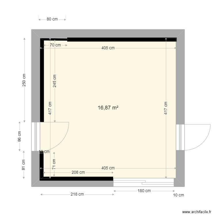 SEJOUR placo côtes. Plan de 1 pièce et 17 m2