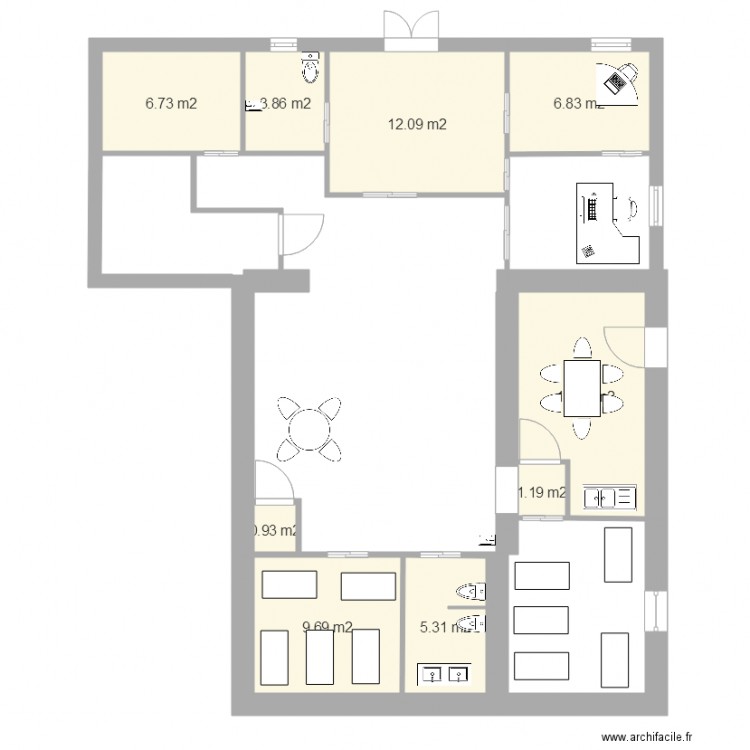 RdC 1 modifié. Plan de 0 pièce et 0 m2