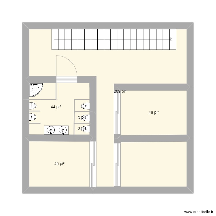 Sous-sol. Plan de 6 pièces et 33 m2