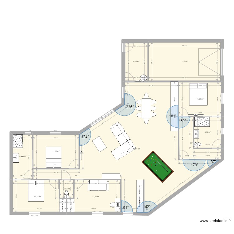 Roudoudou house. Plan de 11 pièces et 181 m2