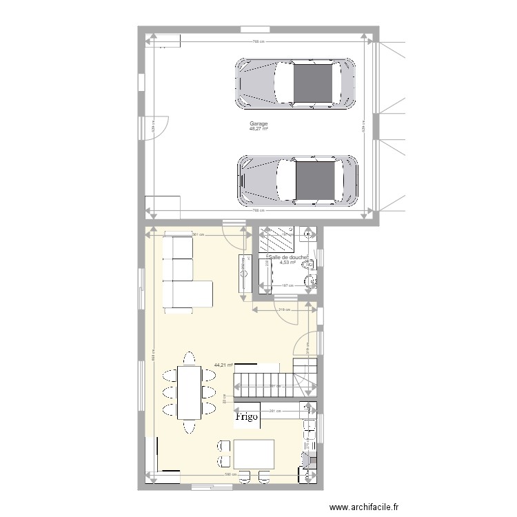RDC maison rectangle. Plan de 0 pièce et 0 m2
