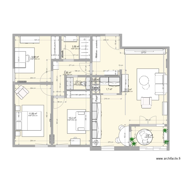 appart michèle 2. Plan de 11 pièces et 80 m2