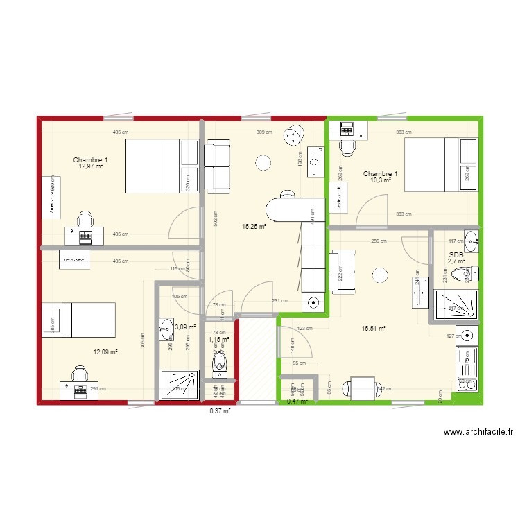 43 République R+3 hyp 2. Plan de 12 pièces et 76 m2