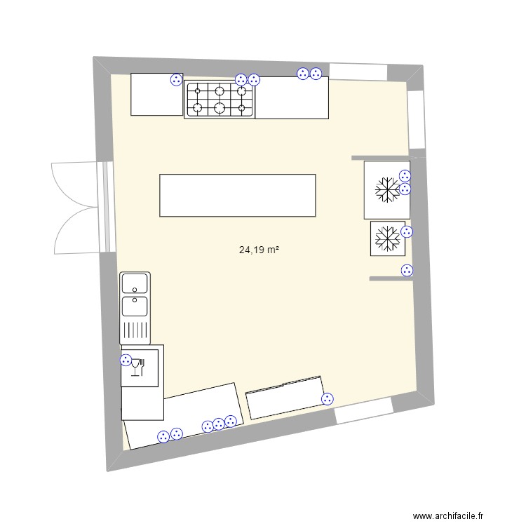 cuisine mamie . Plan de 1 pièce et 24 m2