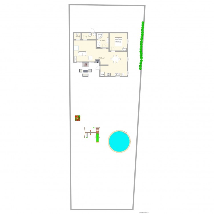 maison terrain 600m2 entree sud 4. Plan de 0 pièce et 0 m2