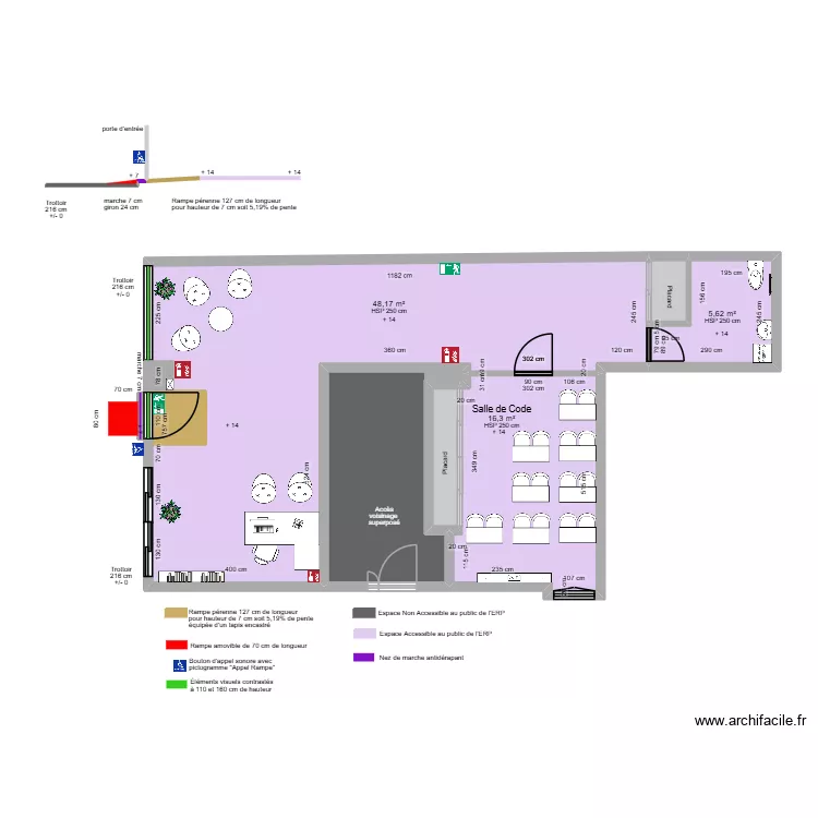 AUTO-&Eacute;COLE EMEURAUDE APR&Egrave;S AM&Eacute;NAGEMENTS. Plan de 8  et 89 m²