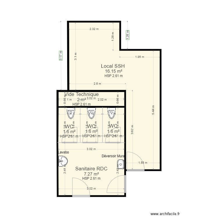 NOGT RDC SANITAIRE SSH. Plan de 0 pièce et 0 m2