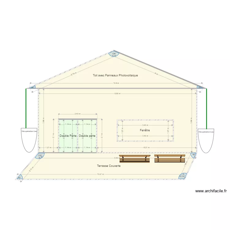 Vue de face. Plan de 