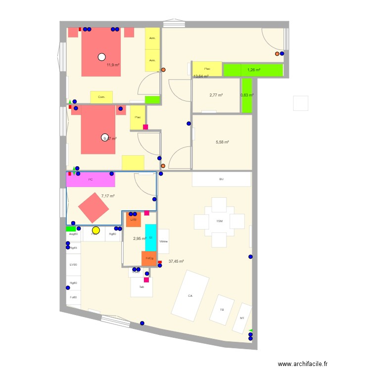 Amandiers A01 Mamie. Plan de 10 pièces et 93 m2