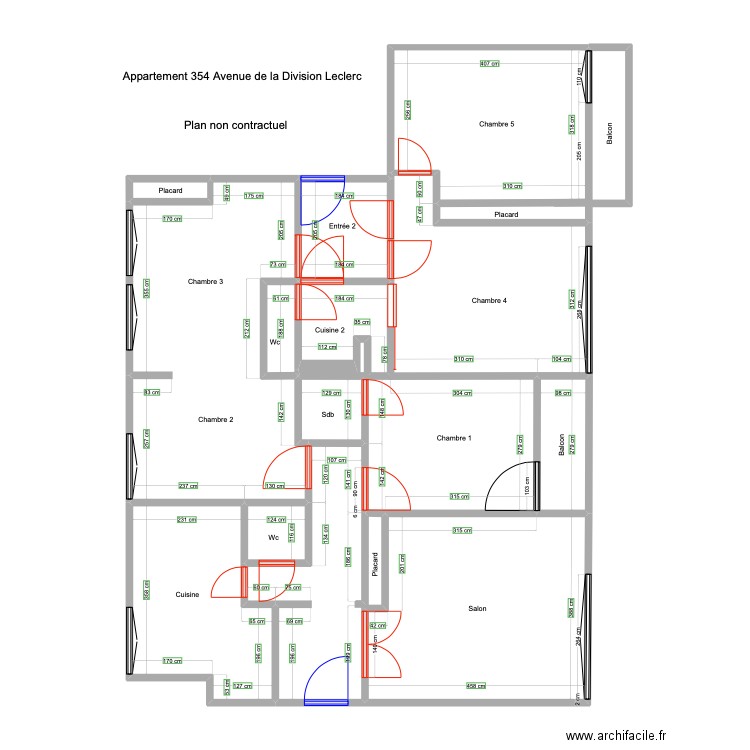 Appartement ROUSSEAU. Plan de 12 pièces et 83 m2