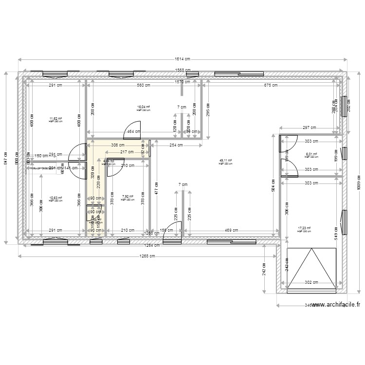 plan 124,77 m2 en L anti-sismique (2). Plan de 9 pièces et 125 m2